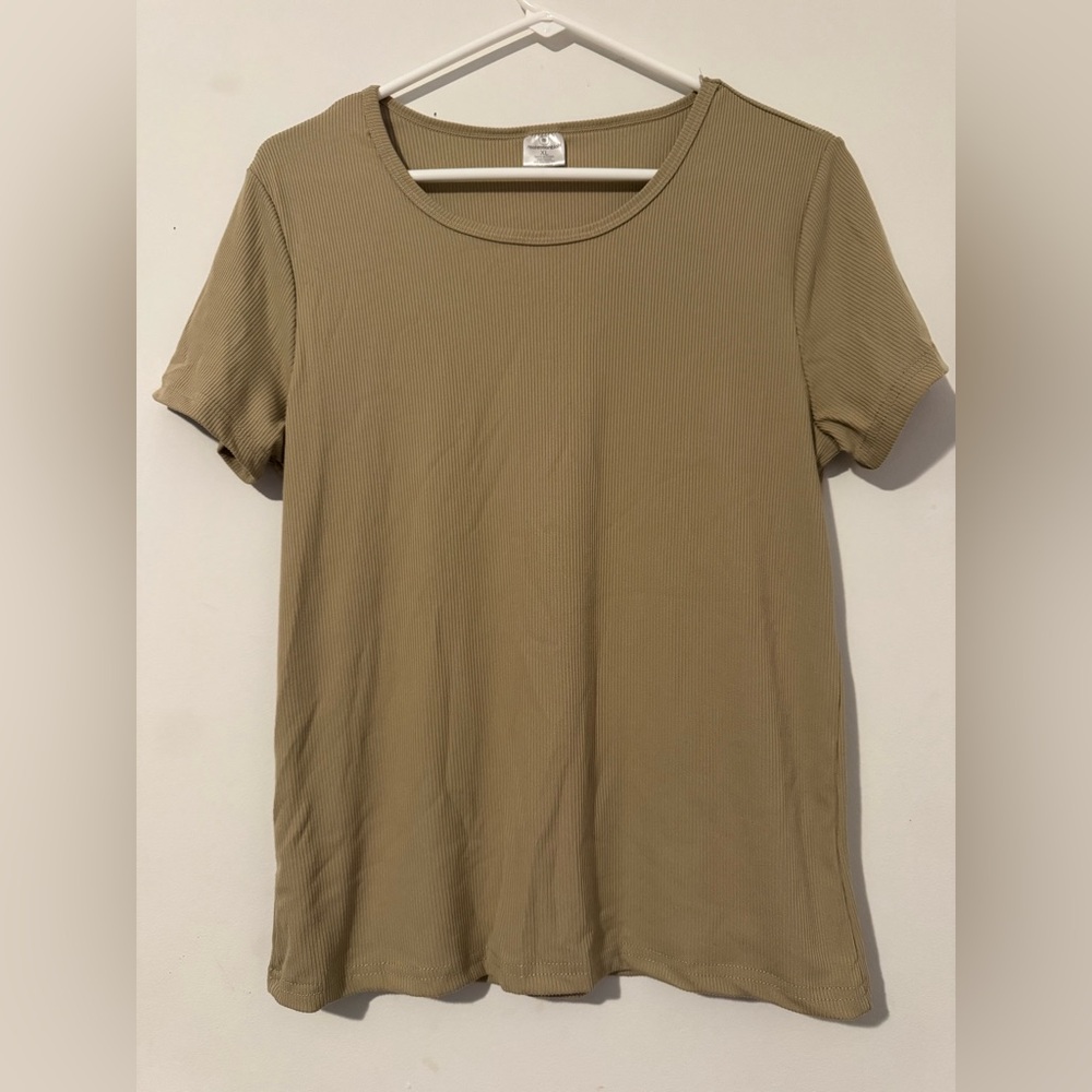 Realessentials Tan Ribbed T-Shirt